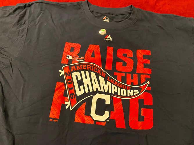 Cleveland Indians Majestic 2016 AL Champions Big & Tall Locker Room T-Shirt - Navy 2XL / 2XT * NEW