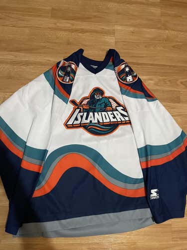 Starter New York Islanders Fisherman NHL Hockey Jersey XL Blank White Vintage