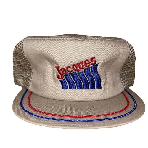 Vintage 1980s K-Products Jacques Seed Co Farm Tan Snapback Trucker Hat Deadstock