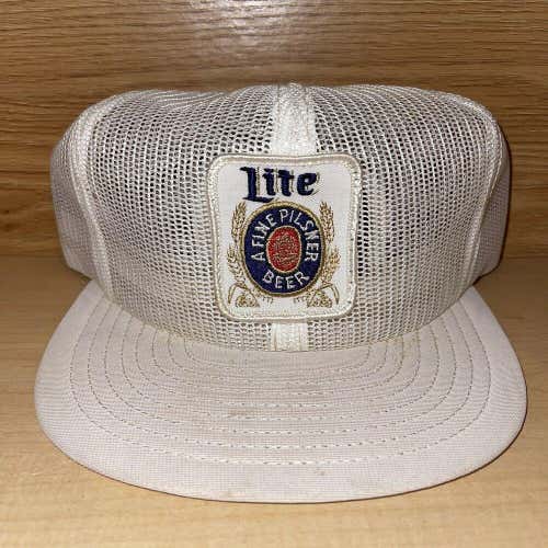 Vintage Miller Lite Mesh Trucker Hat Snapback Patch Light Beer Logo K-Brand Cap