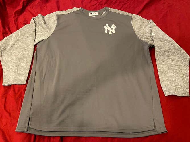 MLB New York Yankees Majestic Gray XXL Long Sleeve Pullover * NEW NWOT