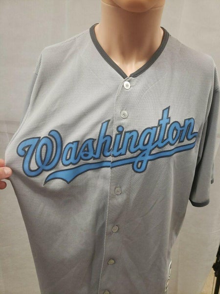 Men's True-Fan White/Red Washington Nationals Pinstripe Jersey