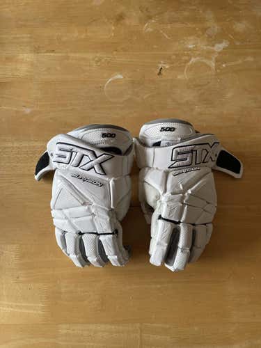 White Lightly Used Player's STX Surgeon 500 Lacrosse Gloves 13"