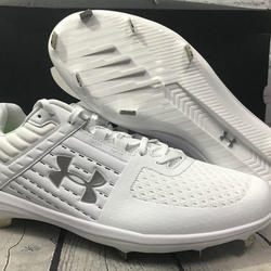 Under Armour Yard Low ST Metal Synthetic Baseball Cleats White Size 12 New W/Box