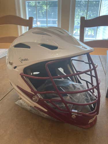Brand New White And Maroon New Large/X-Large Player's STX Schutt Rival Helmet PLL Pro Stock