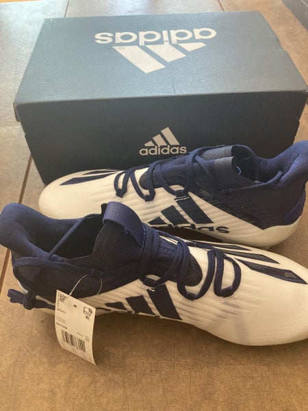 White and Blue New Adult Men's Size 11 (Women's 12) Adidas adizero Cleats, Football, Lacrosse
