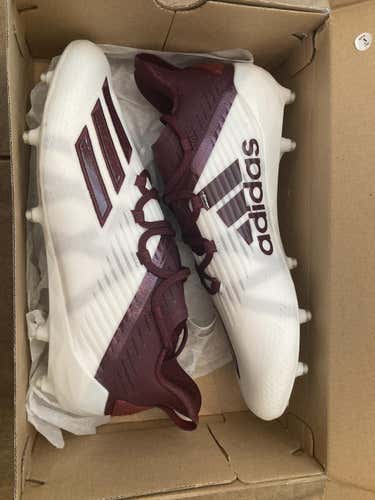 Brand New Adidas Adizero White and Maroon/Red Adult Men's Size 12 (Women's 13) Football Cleats