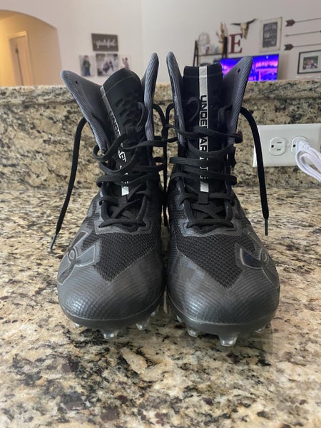 Black Used Adult Men's Size 10 (Women's 11) Detachable Cleats Under Armour High Top