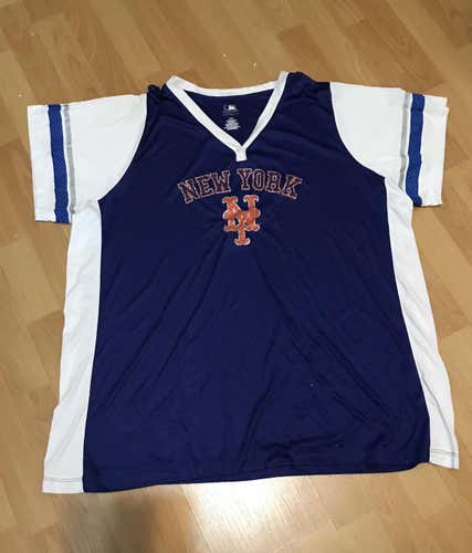 New York Mets Womens jersey Shirt Pullover 3X Worn Once