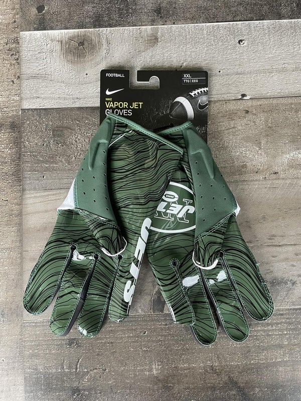 Oregon Ducks Team-Issued White Silver and Green Vapor Jet 3 Nike Football  Gloves