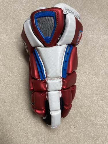 Red Used Player's Maverik Rome RX3 Lacrosse Gloves 13" L hand only