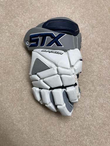 White Used Player's STX Surgeon 500 Lacrosse Gloves 13"
