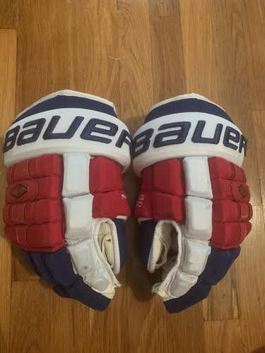 Lightly Used New York Rangers Pro Stock Bauer Nexus 1000 Senior Size 14 Gloves