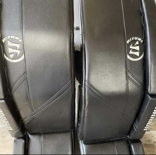 Black Senior 33" Warrior Ritual G5 Goalie Leg Pads