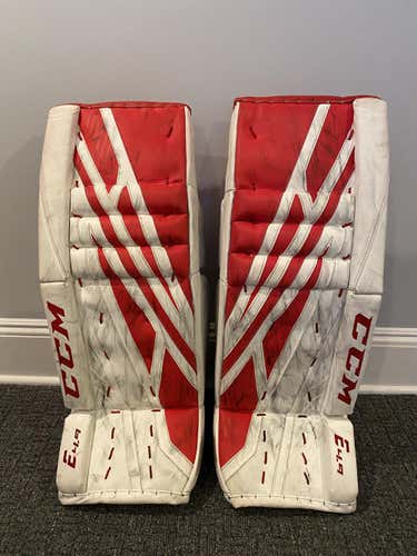Used Intermediate 30+1" CCM Eflex4 Goalie Leg Pads (Red/White)