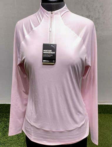 PUMA Women's 2021 Mesh 1/4 Zip Golf Pullover Top Parfait Pink Small S #43235