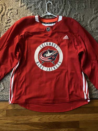 Pro Stock Columbus Blue Jackets Adidas Practice Jersey Size 56 Red