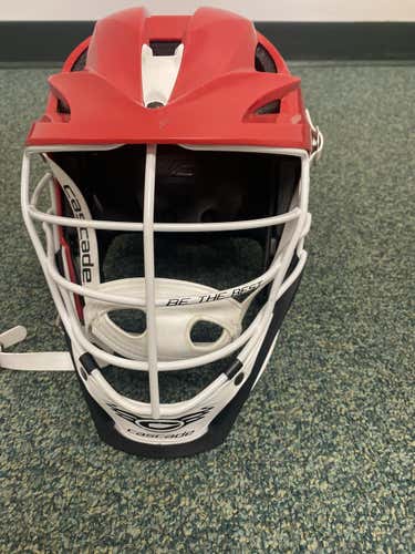 Red Cascade S Helmet with Pearl White Face Mask