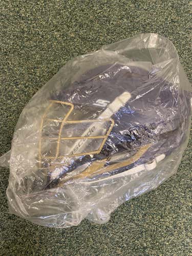 Matte Blue Cascade S Helmet with Gold Mask and Gold Chin