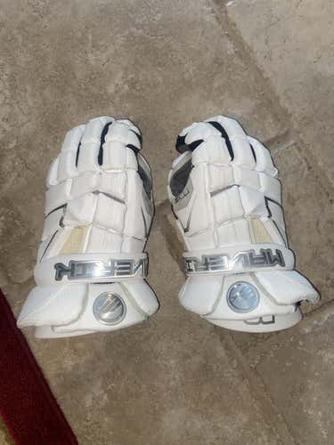 White New Maverik 13" M4 Lacrosse Gloves