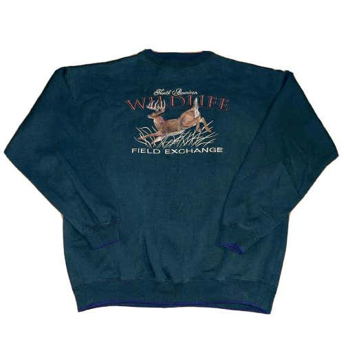Vtg North American Wildlife Field Exchange Deer Hunting Sweatshirt North Dakota