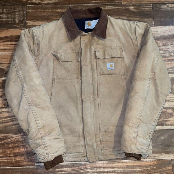 90s Vintage Carhartt Quilted Lined Traditional Jacket Sz L Workwear Duck Chore