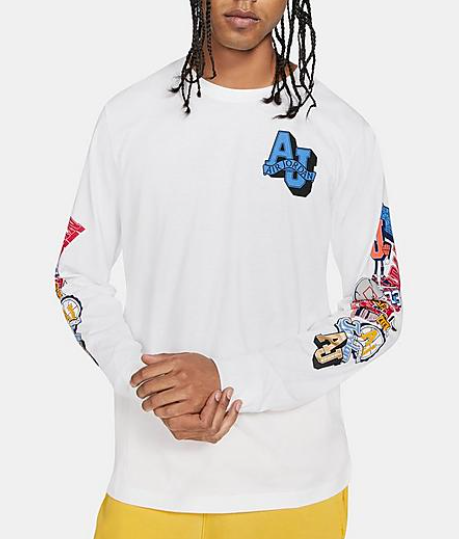 NIKE Air Jordan AJ23 Varsity Men's Size M White Long Sleeve Graphic T Shirt New