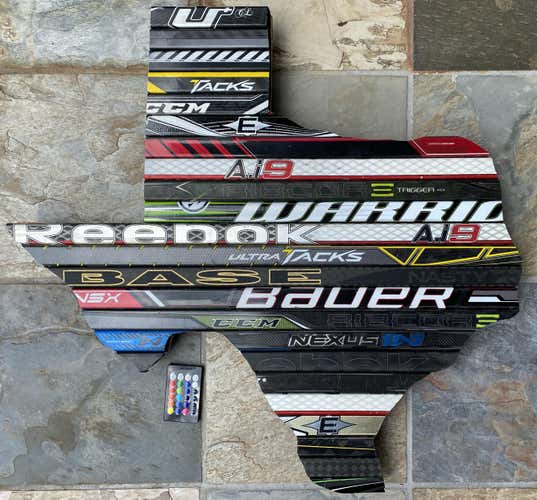 State of Texas Hockey Stick Wall Art w/ Lights!