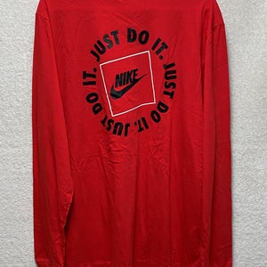 NIKE NSW "Just Do It" Logo Men's Size XL Red Long Sleeve Graphic T Shirt New