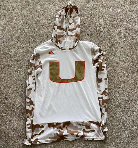 Miami Hurricanes Hooded Long Sleeve Camo T-Shirt