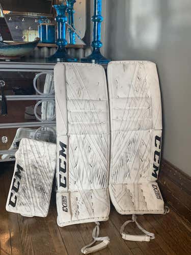 White Senior 34" CCM Pro Stock Eflex4 Goalie Leg Pads