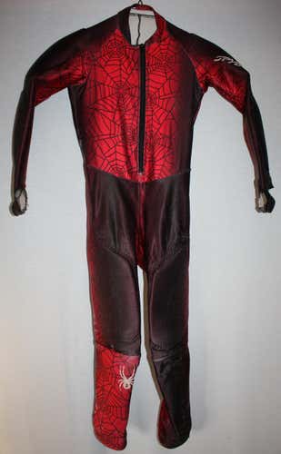 Used Kids SPYDER padded GS ski race suit sz 14/16 *RED* Boy / Girl / Downhill / Speed