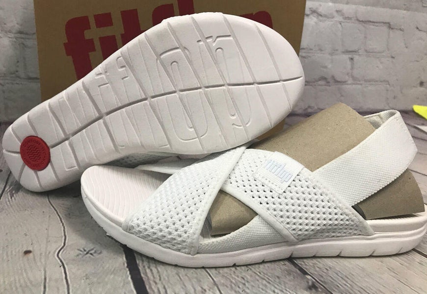 FitFlop Women’s Airmesh Sandal Urban White Polyester Shoes Size 8 New With Box