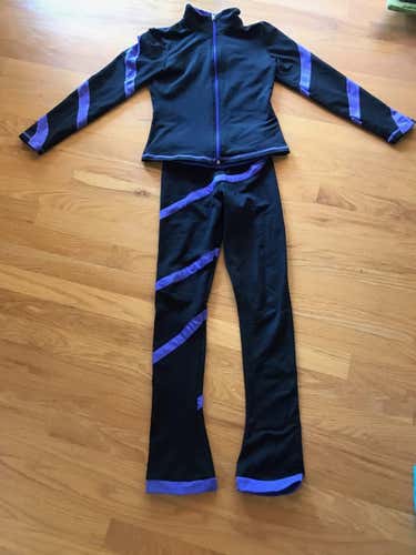 Used ChloeNoel Girls CXL/AXS Purple Spiral Figure Skating Uniform