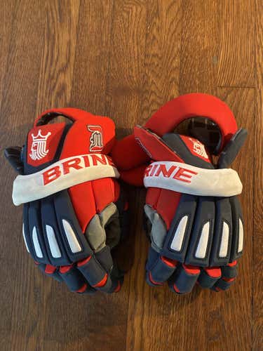 Blue Used Player's Brine 13" King Elite Lacrosse Gloves