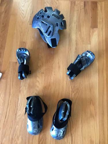 Silver Lightning by Proforce Silver Karate Sparring Gear Set