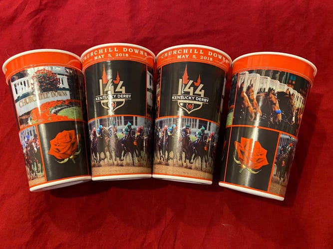 Kentucky Derby 144 22oz. Plastic Souvenir Cups * NEW (SET OF 4)