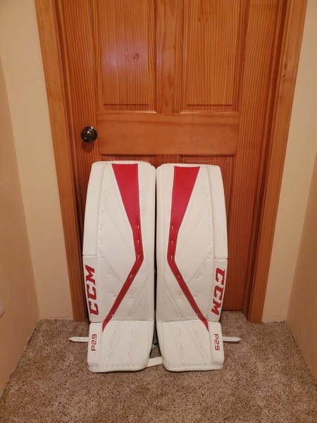 Red Used Senior 35" CCM Premier P2.9 Goalie Leg Pads
