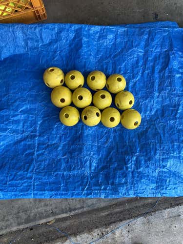 12 Used Rubber Practice Baseballs