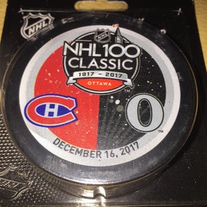 Montreal Canadiens vs. Ottawa Senators Sher-Wood NHL 100 Classic Collectible puck