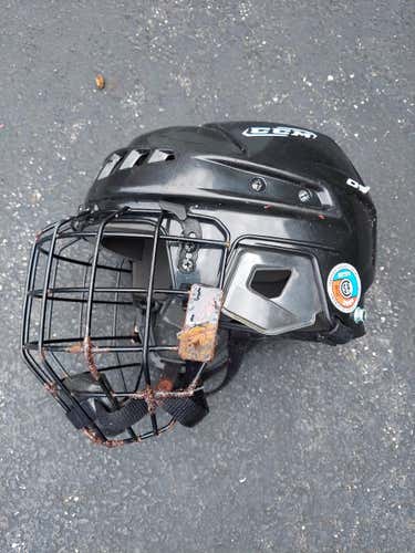 Black Used Medium CCM Vector V05 Helmet Pro Stock with Cage