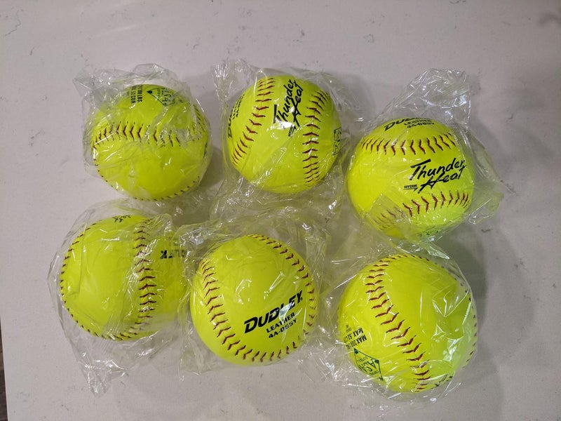 Dudley 12" Thunder Heat Leather Slowpitch ASA 300/.52 Softballs - 6 pack + 1 (7 total)