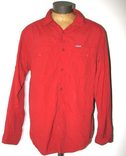 Columbia Titanium Omni-Dry Men's Red L/S Vented Hiking Fishing Shirt - Size XXL