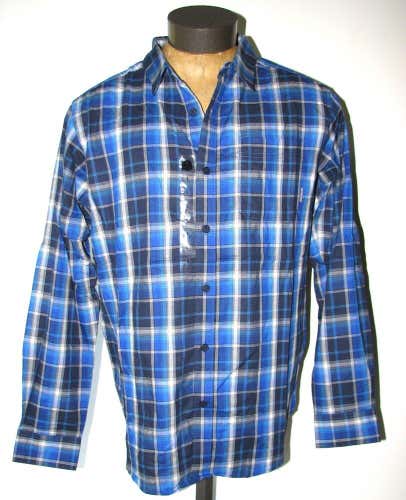 Columbia Men's Blue Plaid Cotton Long-Sleeve Shirt - Size Large L (NEW ~ NWOT)