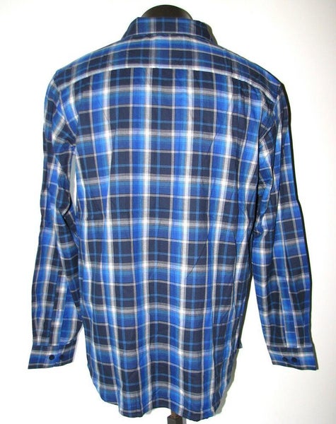 Columbia Men's Blue Plaid Cotton Long-Sleeve Shirt - Size Large L