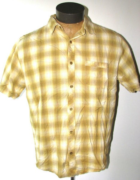 Horny Toad Men's Yellow/Tan Plaid Organic Cotton Short-Sleeve Button-Up  Shirt -L | SidelineSwap