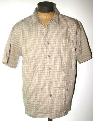 REI Men's Gray/Tan Plaid 100% Cotton Short-Sleeve Button-Up Shirt - Size XL