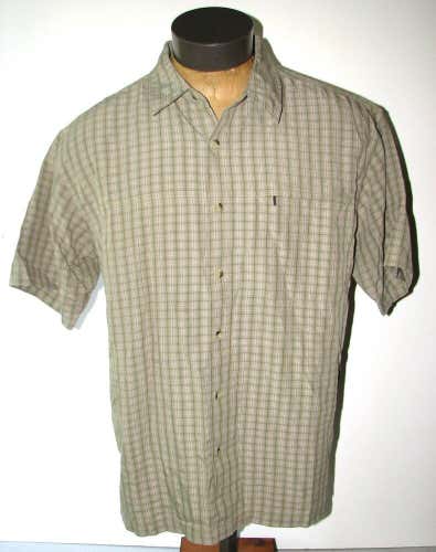 The North Face Men's Green/Gray Checked Plaid Short-Sleeve Hiking Shirt -Size XL