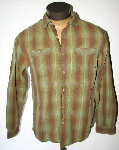 The North Face A5 Series Men's Green/Brown Plaid Long-Sleeve Hiking Shirt Medium