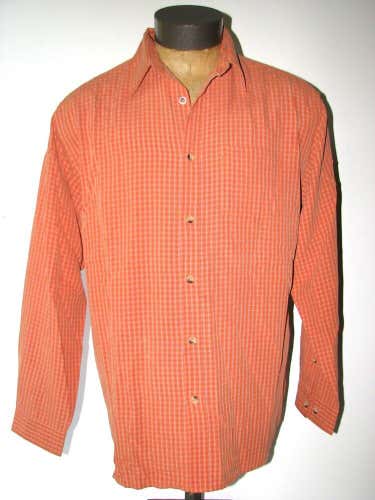 The North Face Men's Orange Plaid Long-Sleeve Button Up Hiking Shirt - Sz. Large
